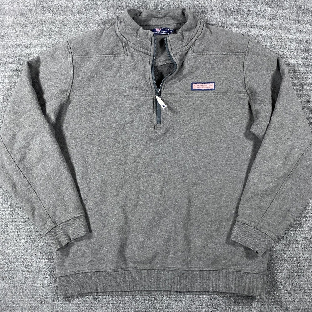 Vineyard Vines Men's Gray Half-Zip V-Neck Sweater
